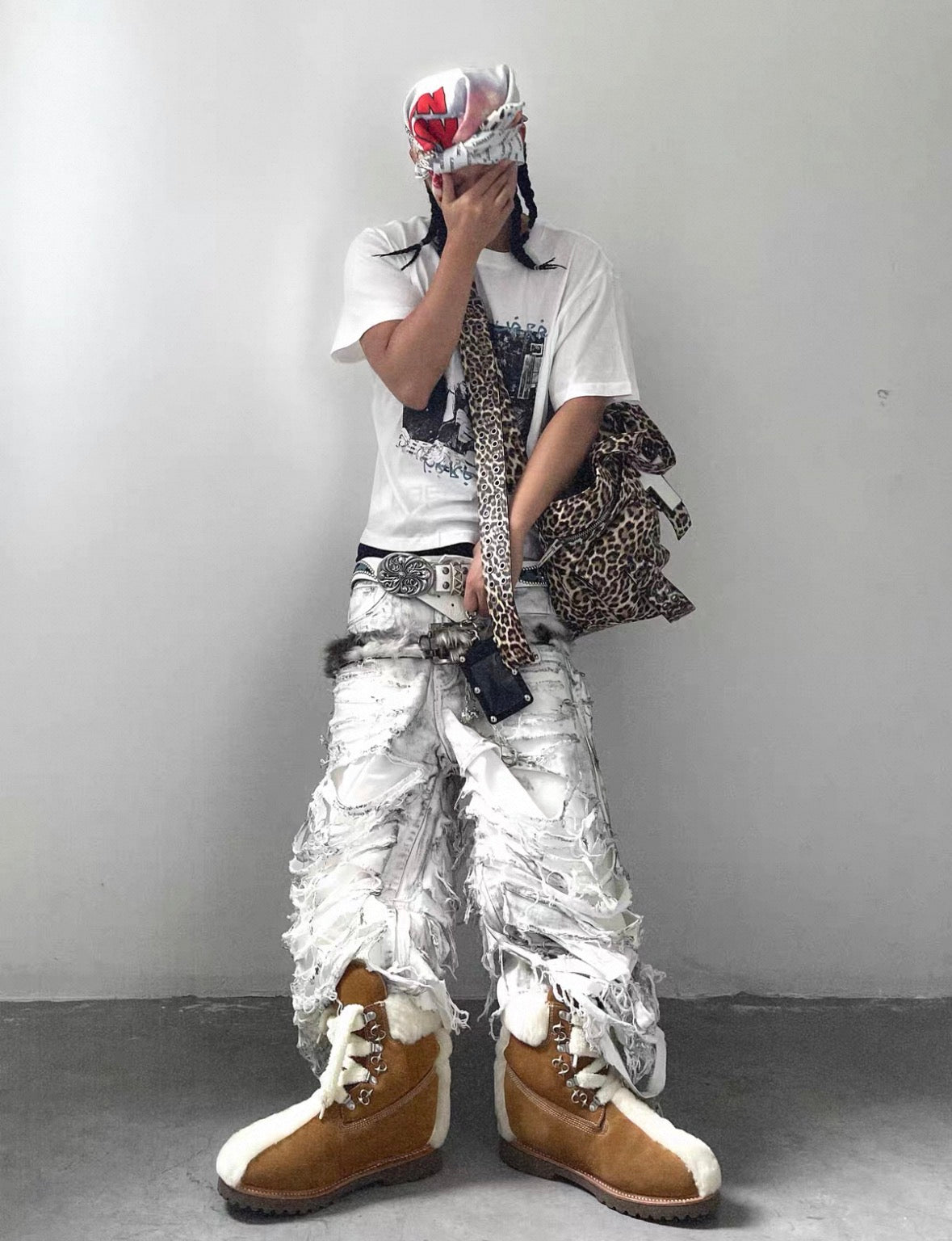 Distressed Waxed Denim Shorts