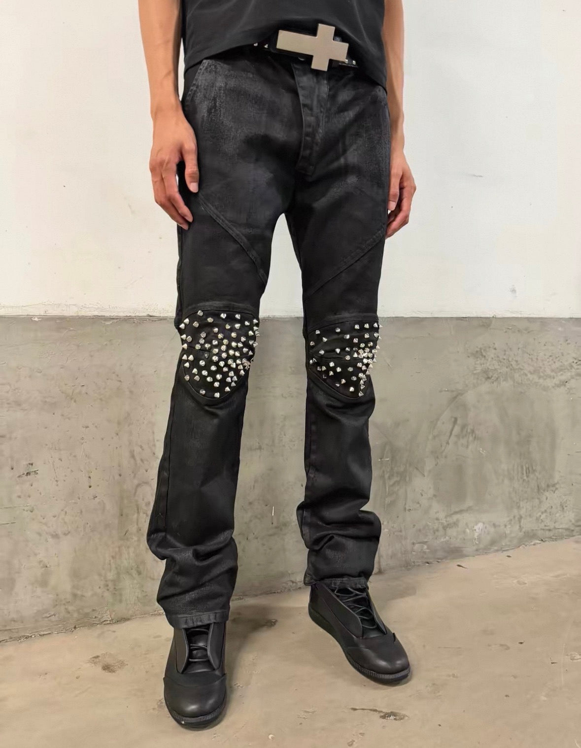REBELWAVE Studs denim flare pants