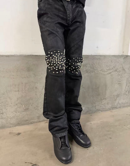 REBELWAVE Studs denim flare pants