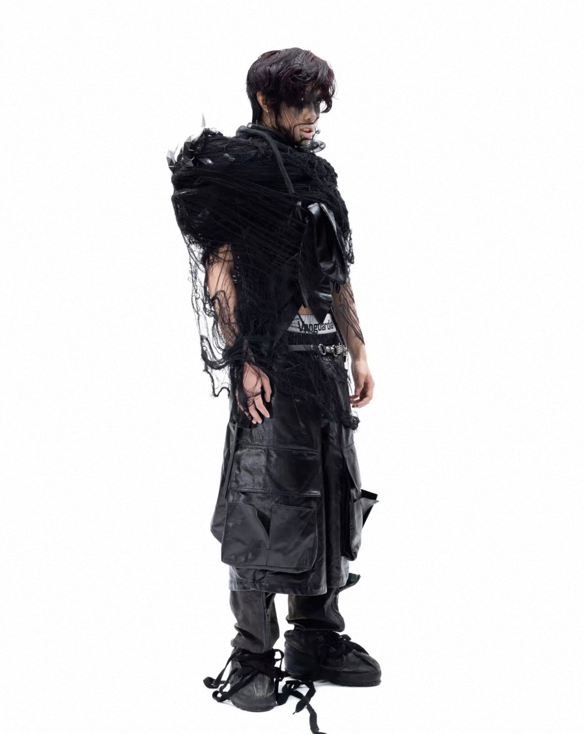 VANGUARDIA PU leather long half pants