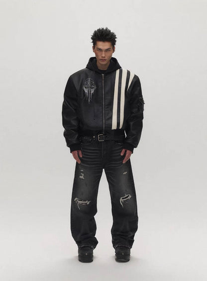 SGWCULT PU Leather Bomber Jacket