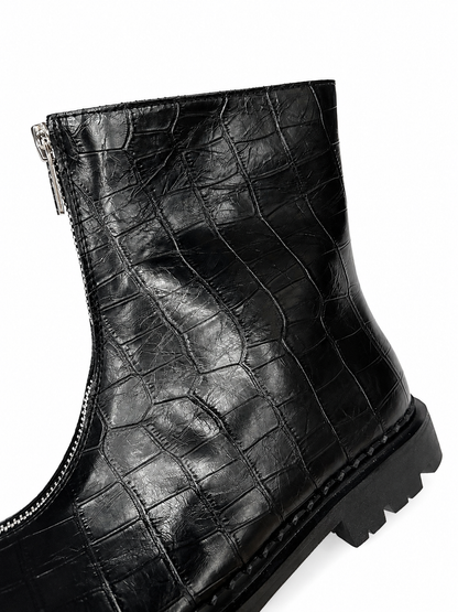 Leather Double-Zip Motorcycle Boots