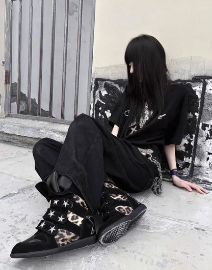 Vintage Leopard Platform Sneakers