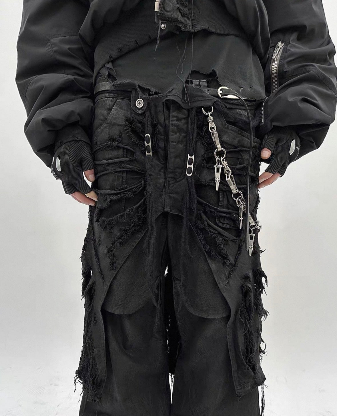 BLACK K Deathtroy Crush Denim Pants