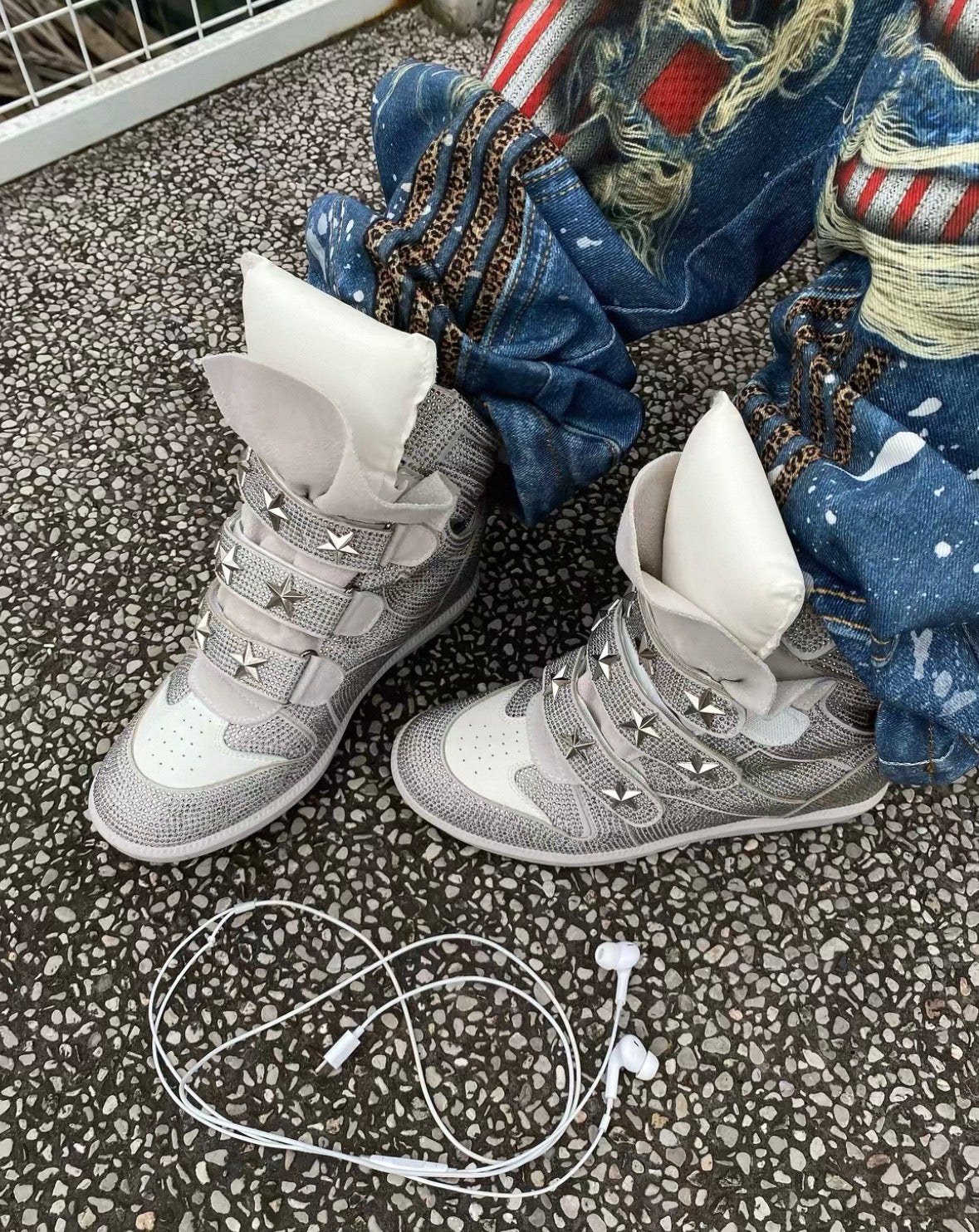 Rhinestone Platform Sneakers