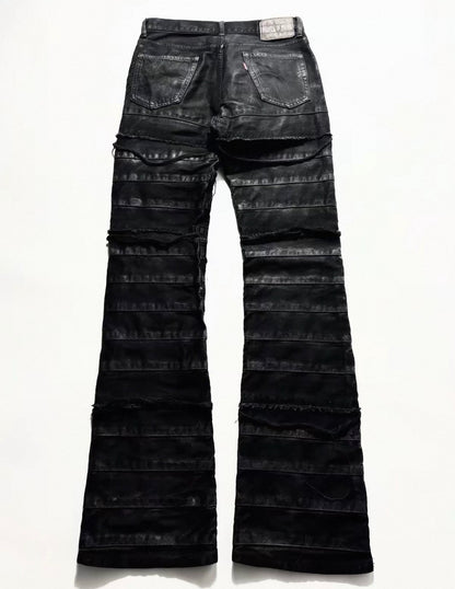 VTPIONEER Distressed Rib Flare Jeans