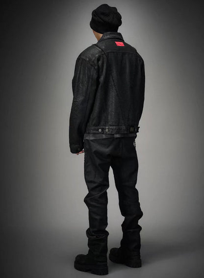 Vintage Washed Cotton Long Sleeve Cut-Out Jacket