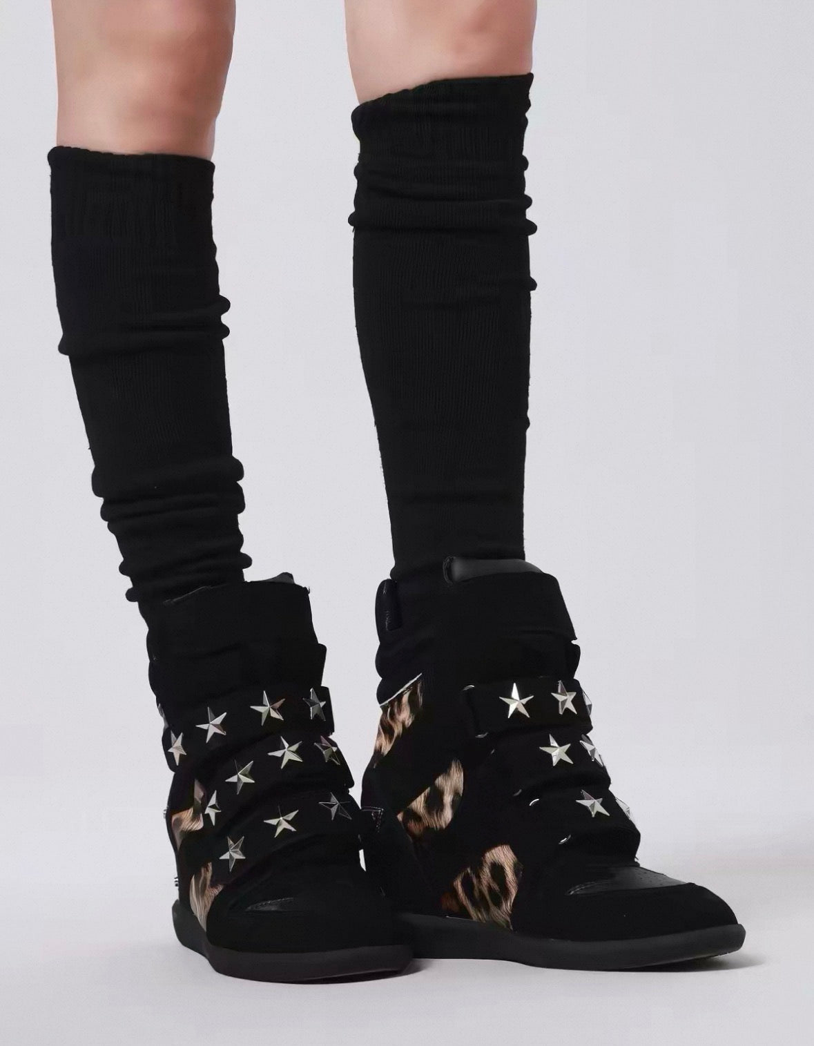 Vintage Leopard Platform Sneakers