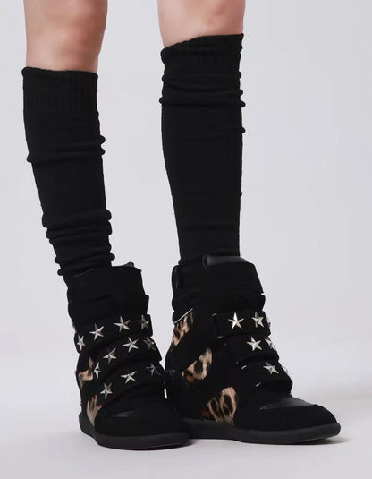 Vintage Leopard Platform Sneakers