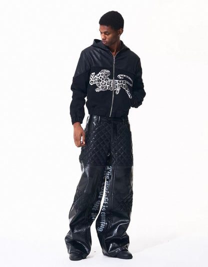 FOURTH3EX PU Leather Wide Pants