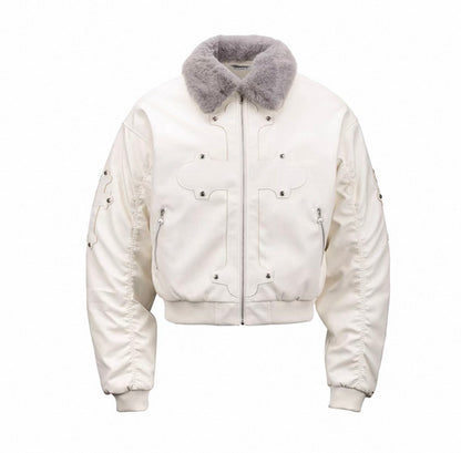 PAIKI PU Leather Bomber Jacket