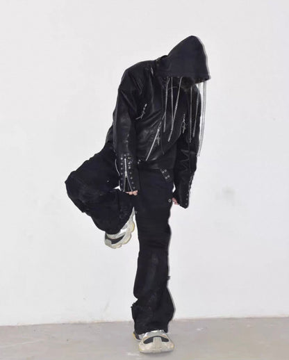 TH4SWE Hoodie PU Lether Jacket