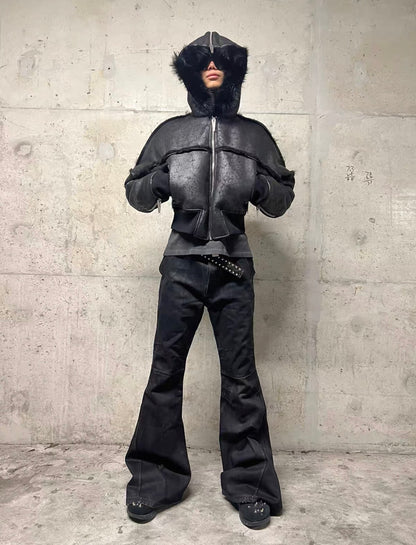 REBEL WAVE PU Leather Far Jacket