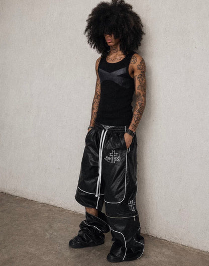 LOSECONTROLEDGE 2Way PU leather half&wide pants