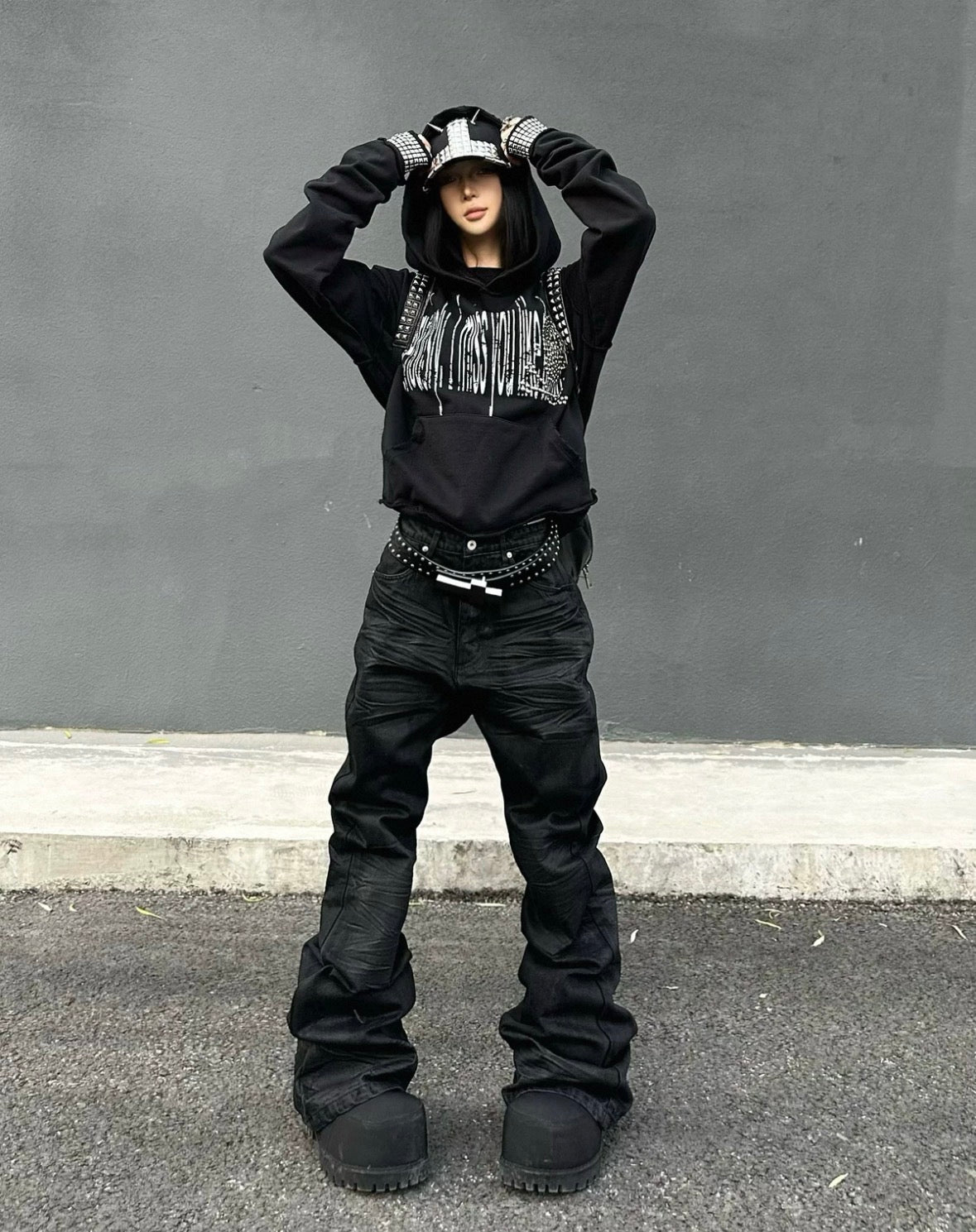 EZWIK Studs Cross Hoodie