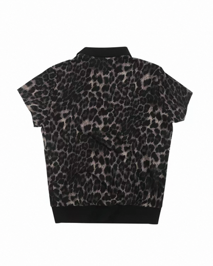 Leopard Print Graphic Short Sleeve Polo Shirt