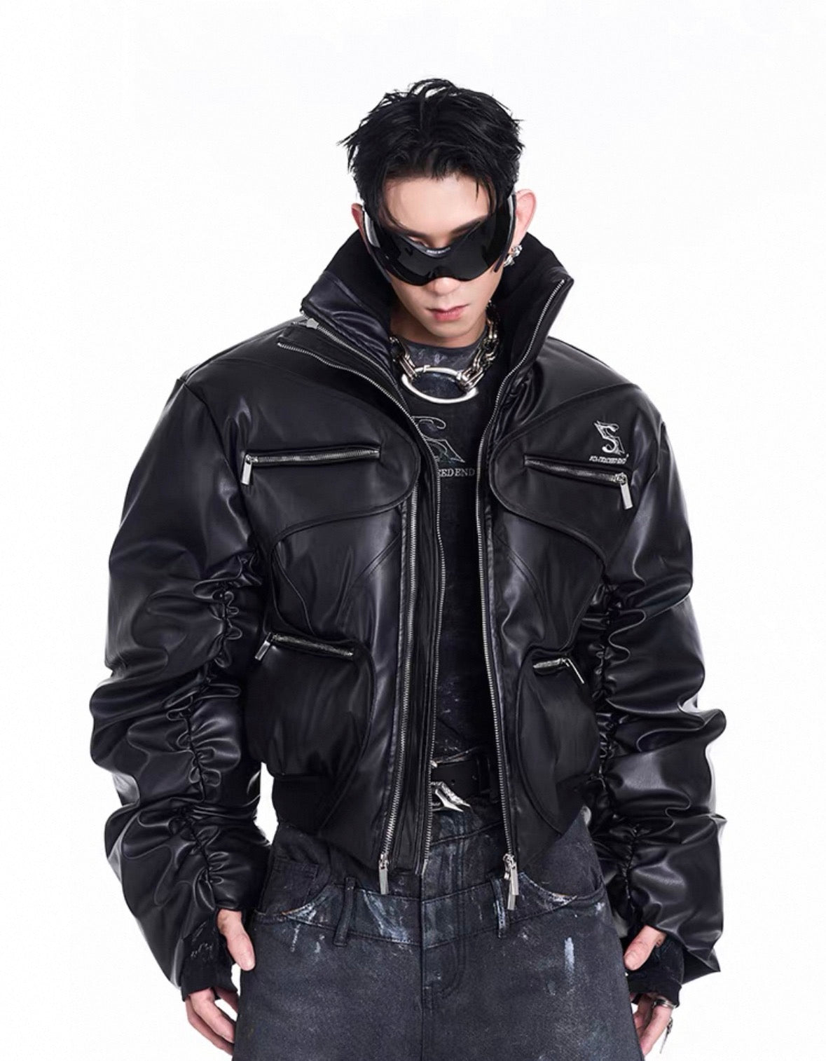 STARTEXCEEDEND PU Leather Bomber Jacket