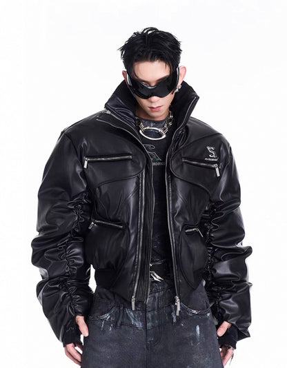 STARTEXCEEDEND PU Leather Bomber Jacket