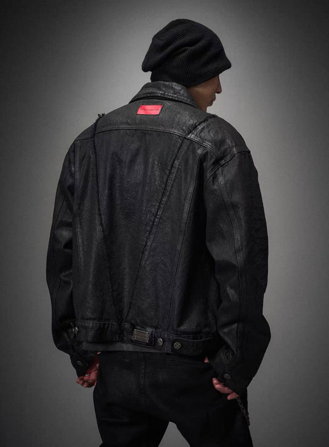 Vintage Washed Cotton Long Sleeve Cut-Out Jacket