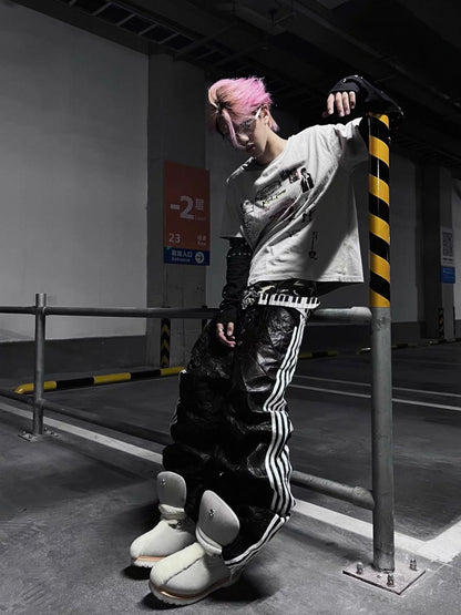 99CLUB クラックレザー ワイドパンツ 5本ライン SELFISH