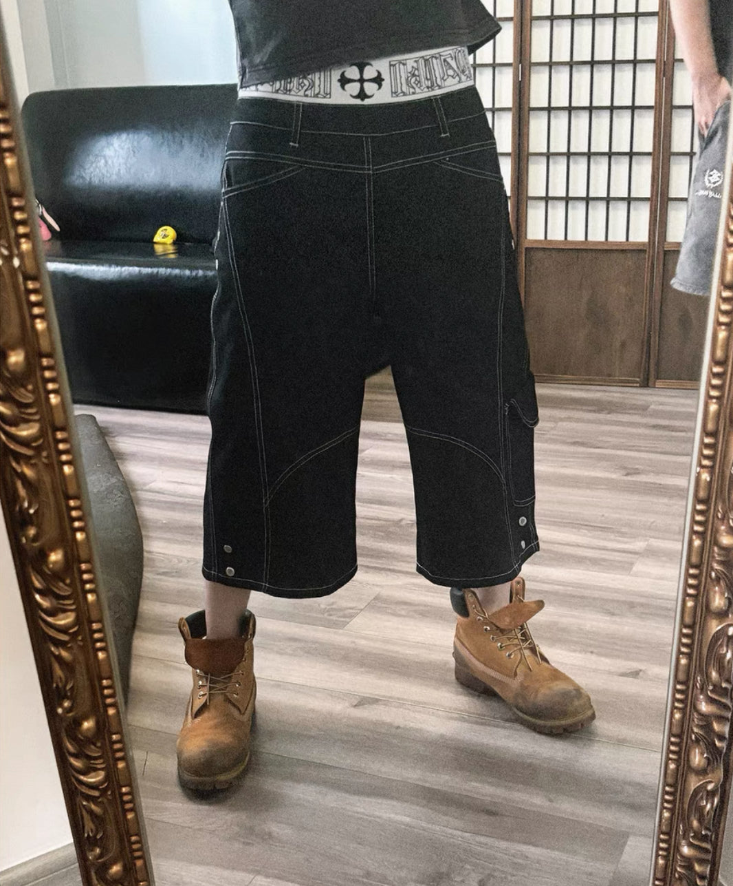 PAIKI Double Waist Half Pants