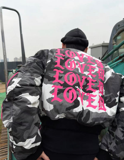 Loved Camouflage Pink Reversible Padded Bomber Jacket
