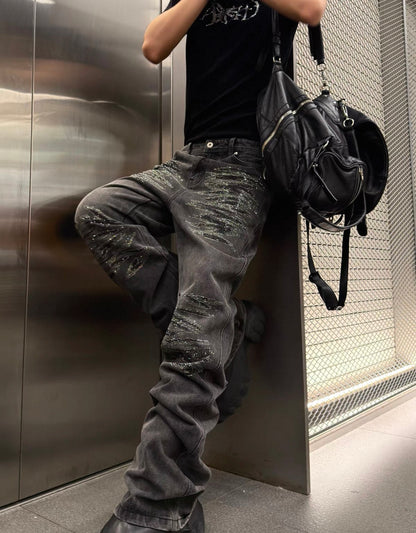 RYE CHASIN Damage stone Flare pants