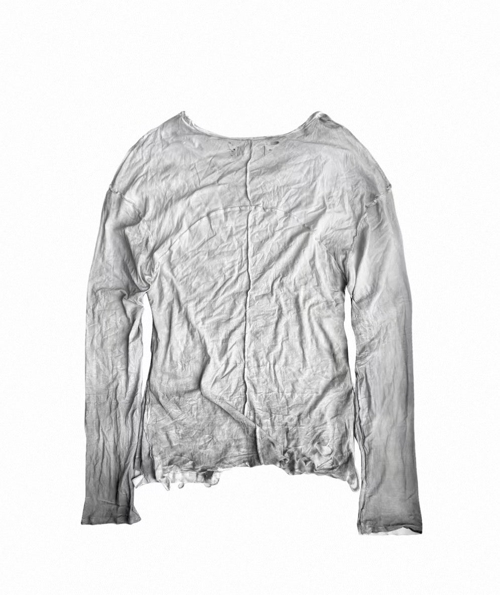 CINDER VEIN ダメージウォッシュ スリムフィット長袖Tシャツ SELFISH
