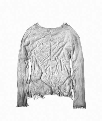 CINDER VEIN ダメージウォッシュ スリムフィット長袖Tシャツ SELFISH