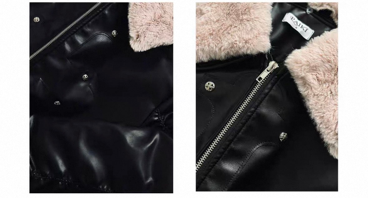 PAIKI PU Leather Bomber Jacket