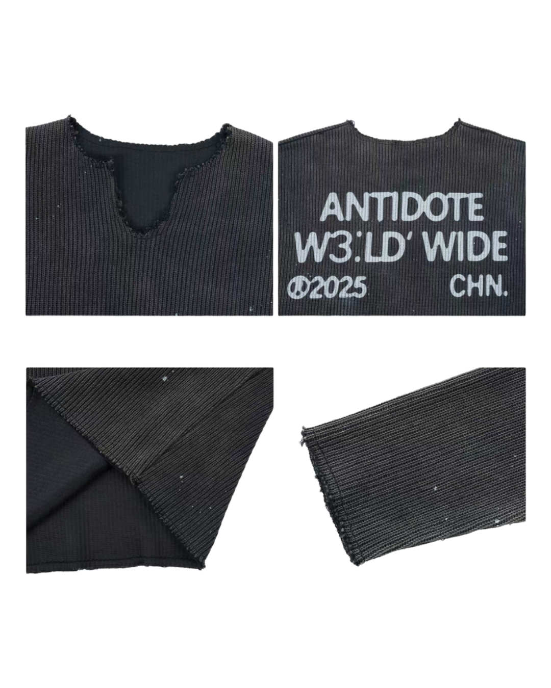 ANTIDOME Distressed Paint  Knit Sweater