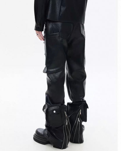 FRKM SCD PU Leather Gimmick Pants
