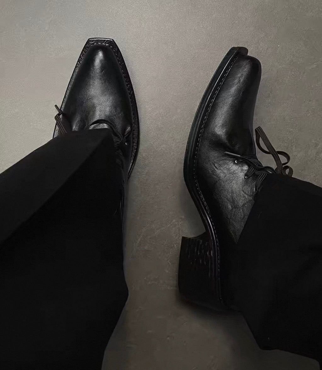 Pointed-Toe Wizard Derby Platform Shoes