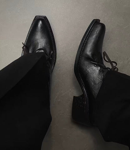 Pointed-Toe Wizard Derby Platform Shoes