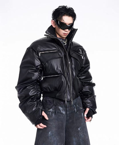 STARTEXCEEDEND PU Leather Bomber Jacket