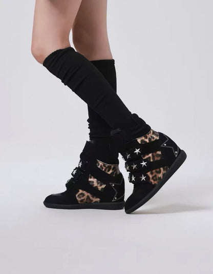 Vintage Leopard Platform Sneakers