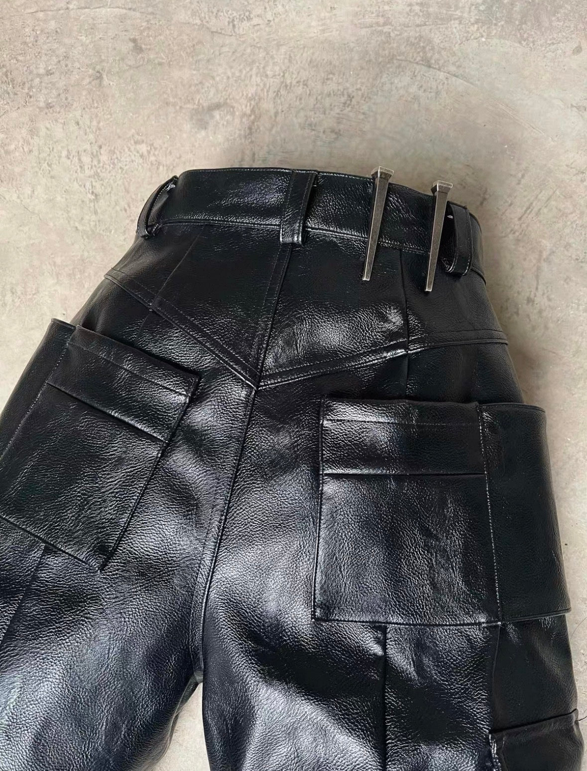 REBELWAVE  3D PU Leather Pants