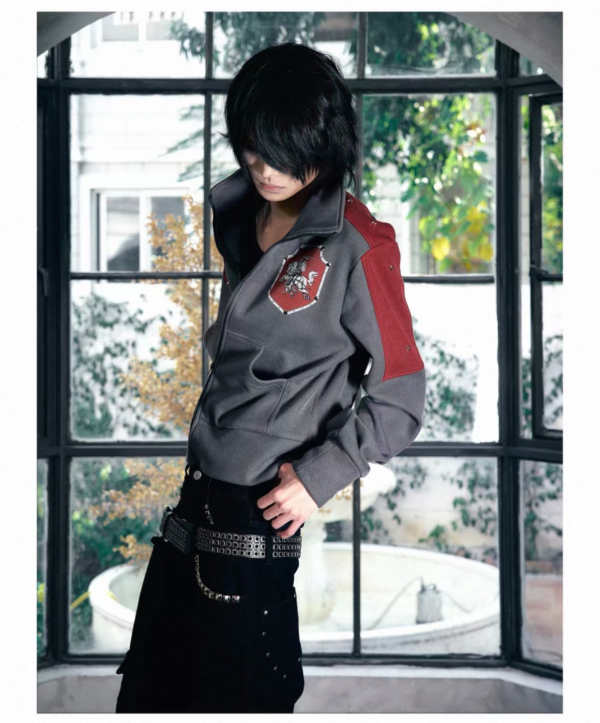 Star Knight Stand Collar Fleece Zip-Up Sweatshirt Jacket