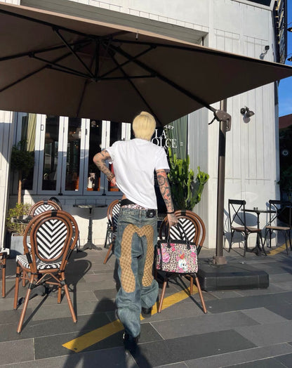 RYE CHASIN Mロゴ ヴィンテージウォッシュ ワイドストレートジーンズ SELFISH
