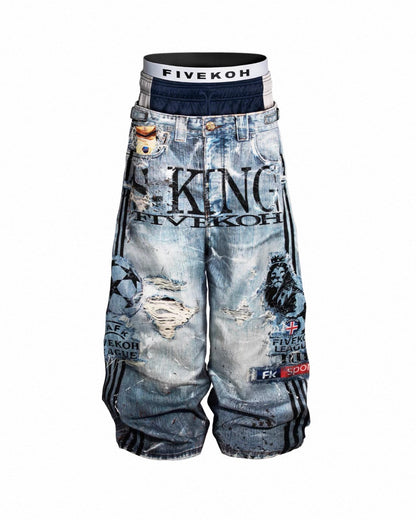 FIVEKOH Double Waist Denim Pants