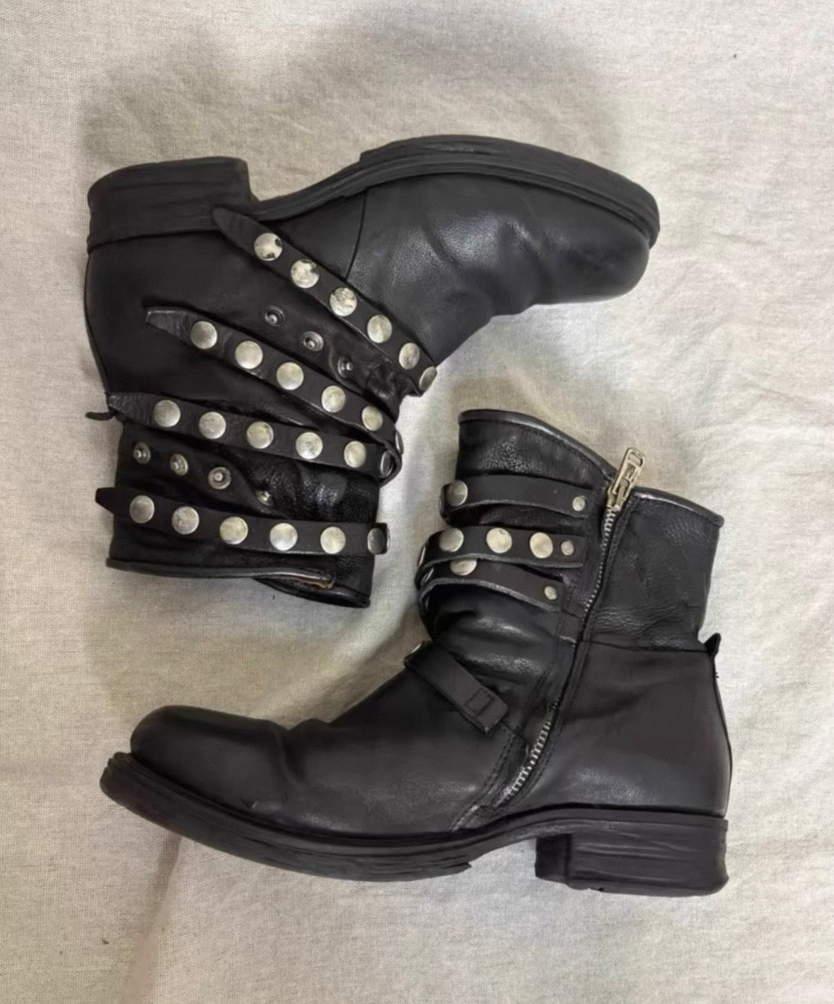 Vintage Studded Leather Engineer Boots