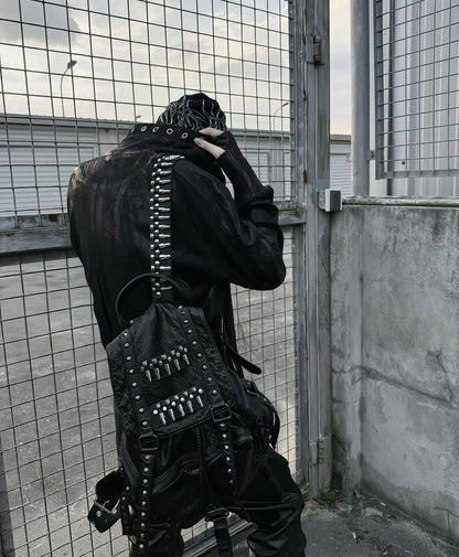 Metal Black Stand Collar Zipper Jacket