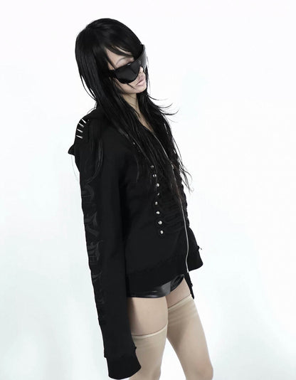 2000s Studded Hooded Zip-Up Jacket