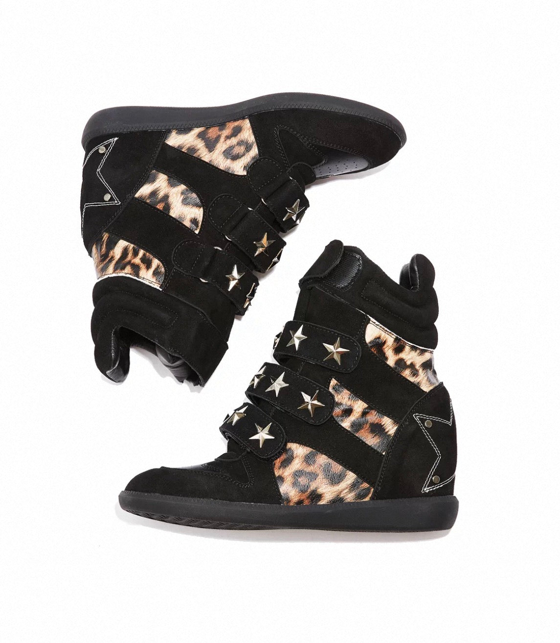 Vintage Leopard Platform Sneakers