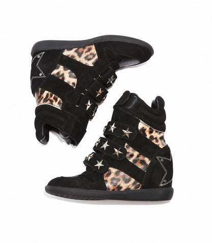 Vintage Leopard Platform Sneakers