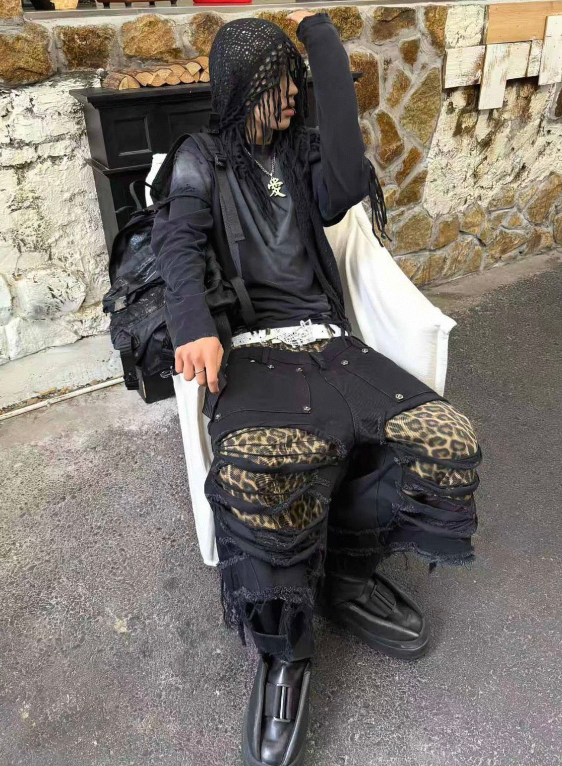 CINDER VEIN ソルトウォッシュ レイヤード 長袖Tシャツ SELFISH