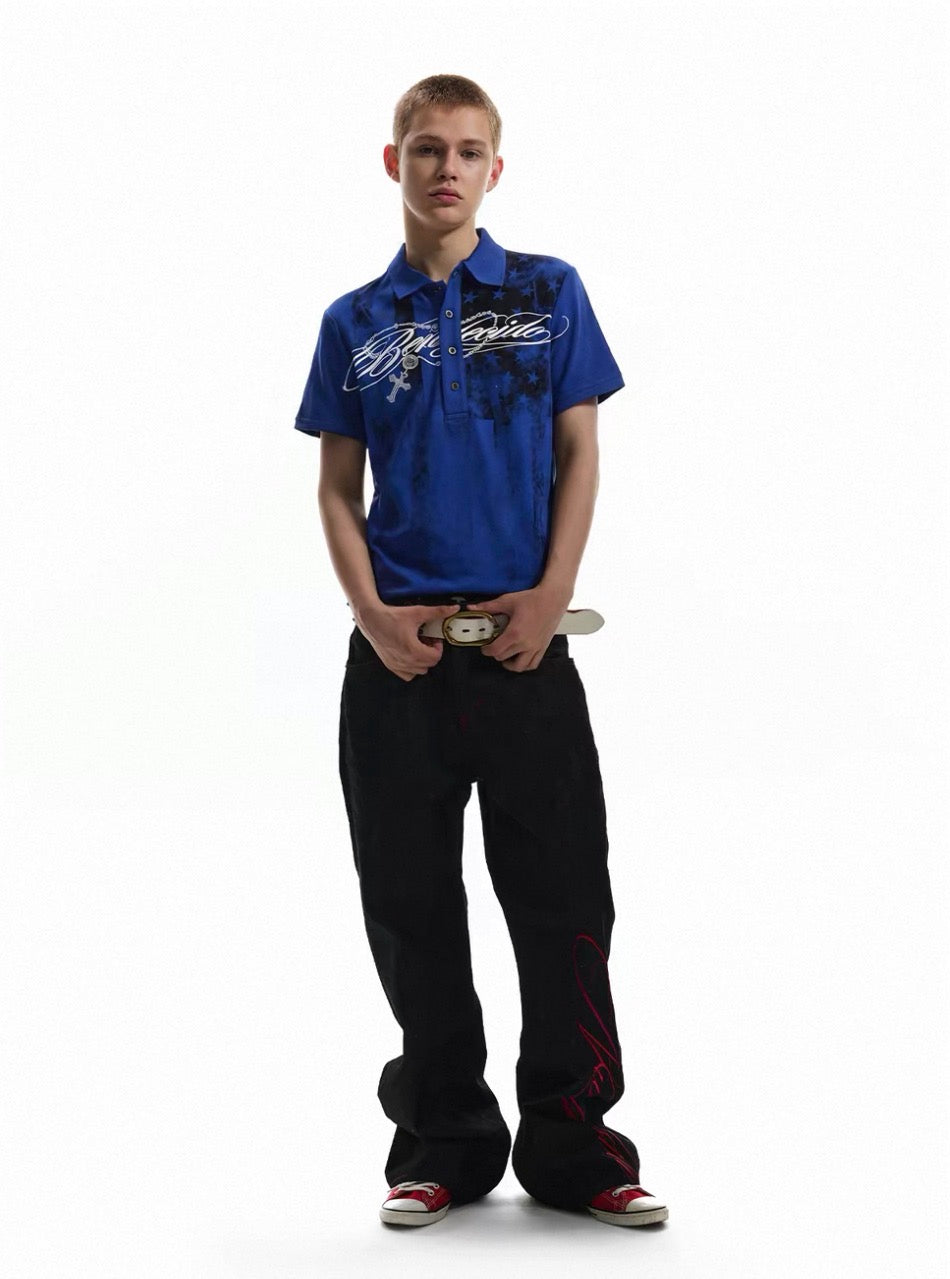 Star All-Over Print Polo Shirt