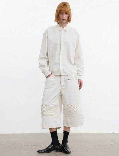 JCAESAR Ribbed Moto Capri Pants