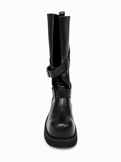 Vintage Buckle Engineer Mid-Calf Boots