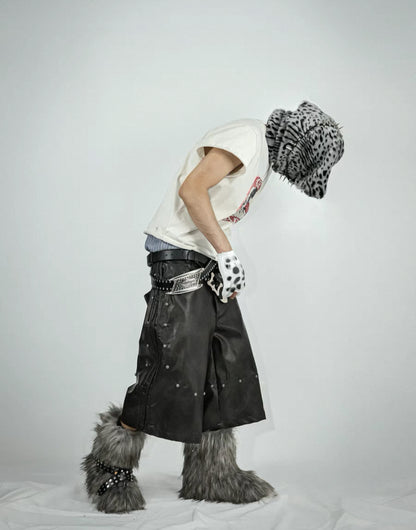 LOSECONTROLEDGE PU  Leather Half Pants